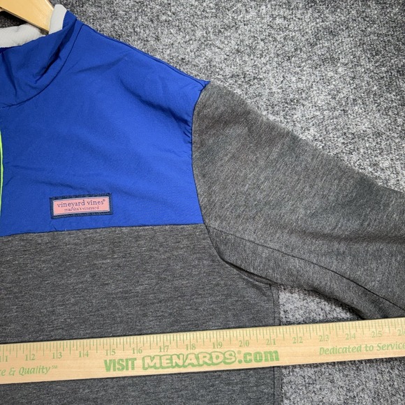 Vineyard Vines Pullover Men's Medium Blue Gray 1/4 Zip Performance Shep Sweater - Picture 4 of 11